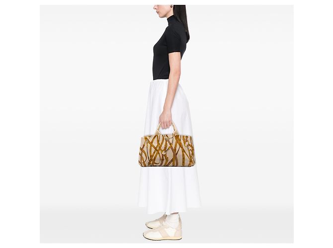 Prada Großer Tote aus Canapa Stampata Canvas Braun - Ansicht 6
