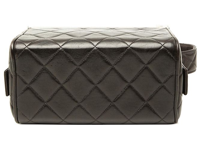 Sac Vanity Box Chanel en agneau matelassé noir - vue 3