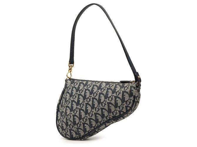 Pochette Saddle Mini Diorissimo in tela blu Dior - vista 2