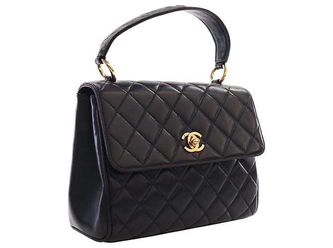 Borsa Chanel Black Mini Quilted Lambskin Kelly Top Handle Bag - vista 12