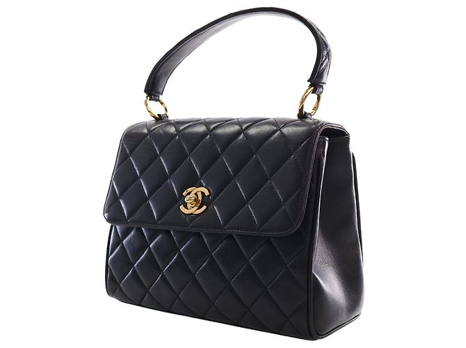 Borsa Chanel Black Mini Quilted Lambskin Kelly Top Handle Bag - vista 13