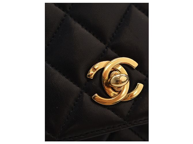 Borsa Chanel Black Mini Quilted Lambskin Kelly Top Handle Bag - vista 4