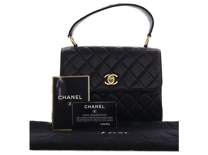 Borsa Chanel Black Mini Quilted Lambskin Kelly Top Handle Bag - vista 5