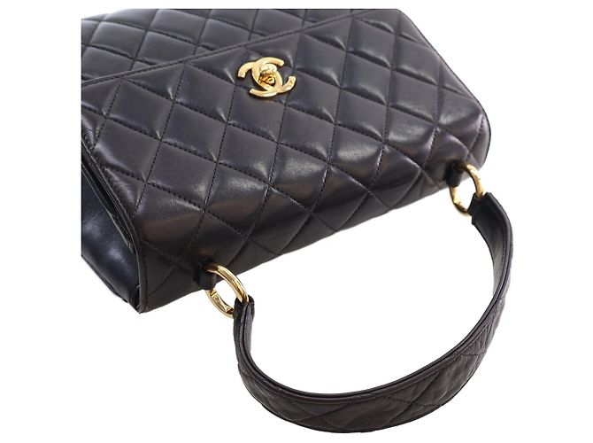 Borsa Chanel Black Mini Quilted Lambskin Kelly Top Handle Bag - vista 6