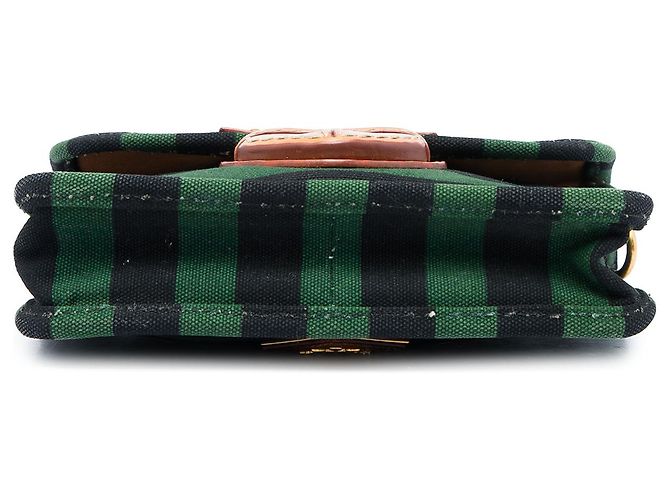 Prada Borsa crossbody in tela Canapa Righe verde - vista 3