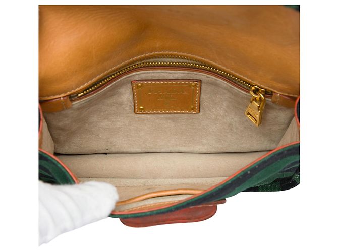 Prada Borsa crossbody in tela Canapa Righe verde - vista 4