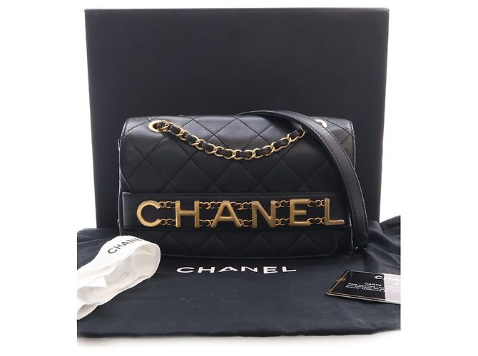 Chanel Black Small Quilted Calfskin Enchained Flap - vista 5