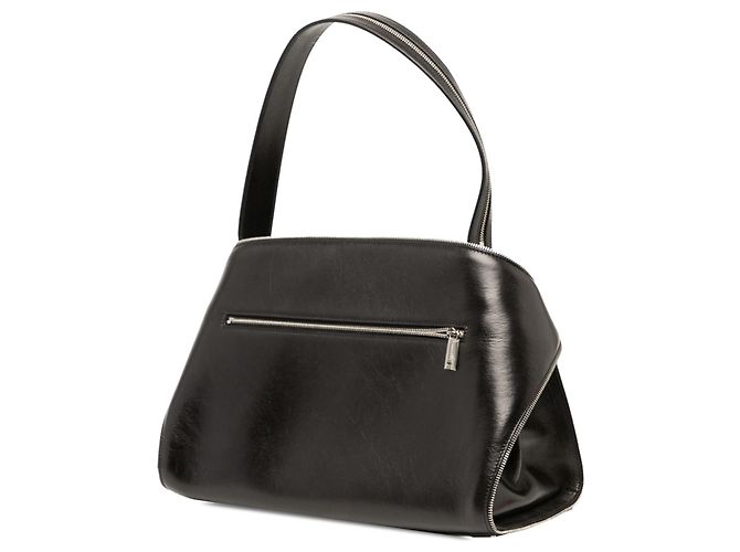 Salvatore Ferragamo Borsa Hug Ferragamo Medium in pelle di vitello nera con zip multiple - vista 2