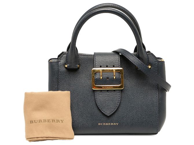 Mala Tote Burberry Blue Small em pele granulada com fivela - vista 6
