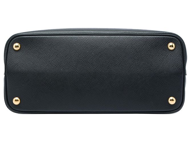 Prada Double Satchel Bicolor aus Saffiano Leder Schwarz Medium - Ansicht 3