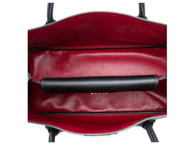 Prada Double Satchel Bicolor aus Saffiano Leder Schwarz Medium - Ansicht 4