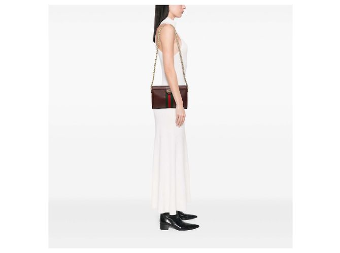 Gucci Red Small Calfskin Web Ophidia Chain Crossbody - vista 6
