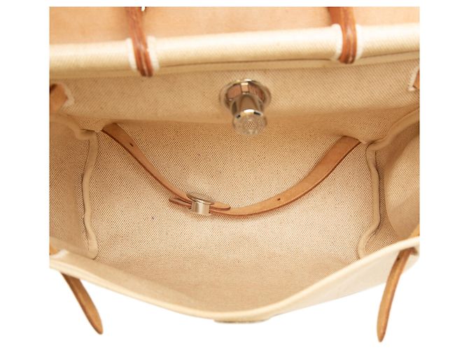 Zaino Hermès Herbag PM in Toile Beige - vista 4