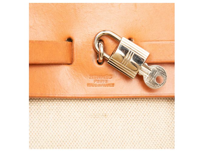 Zaino Hermès Herbag PM in Toile Beige - vista 5