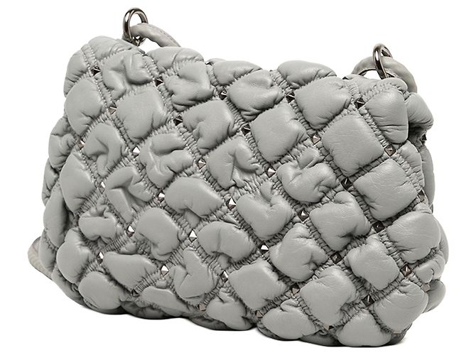 Valentino Gray Medium Nappa Rockstud Spikeme Flap Crossbody - vista 2