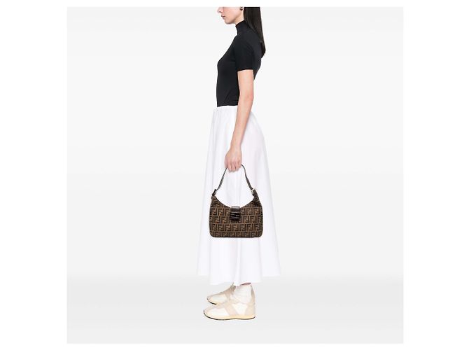 Borsa a tracolla Fendi Brown Zucca Canvas - vista 6