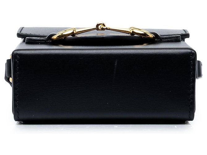 Gucci Mini Bolsa Tiracolo Horsebit 1955 em Couro Preto - vista 3