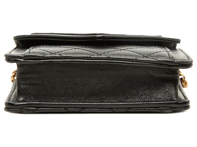 Autre Marque Saint Laurent Black Micro Quilted Lambskin Monogram Gaby Envelope Chain Crossbody - vista 3