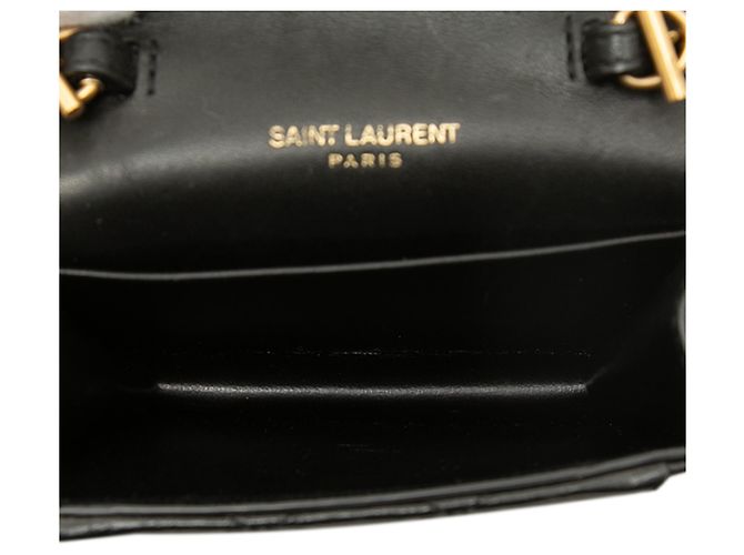 Autre Marque Saint Laurent Black Micro Quilted Lambskin Monogram Gaby Envelope Chain Crossbody - vista 4