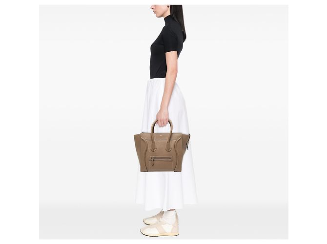 Céline Celine Mini Luggage Tote de piel de becerro marrón - vista 5