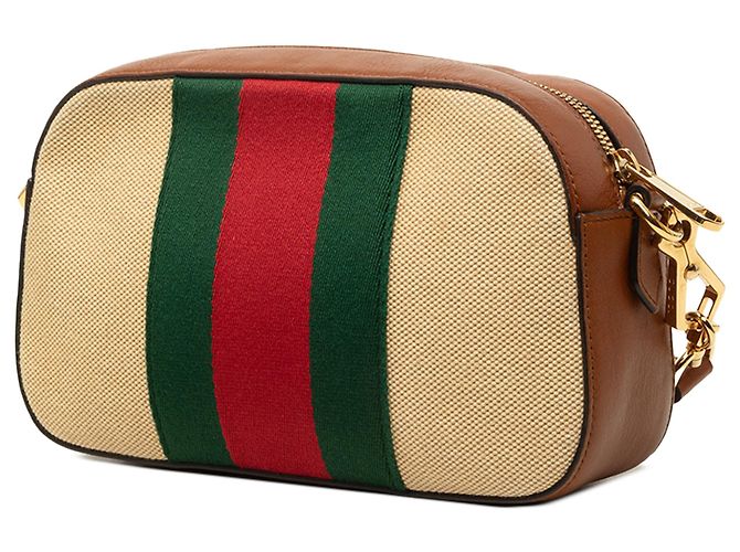 Gucci Camera Bag aus beigem Canvas mit Web-Streifen - Ansicht 2