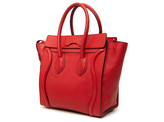 Céline Celine Luggage Tote Micro aus drummed Kalbsleder rot - Ansicht 2
