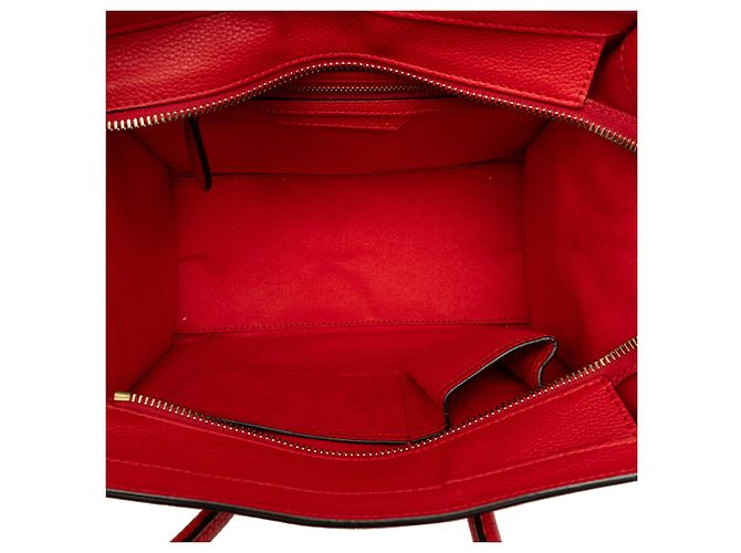 Céline Celine Luggage Tote Micro aus drummed Kalbsleder rot - Ansicht 4