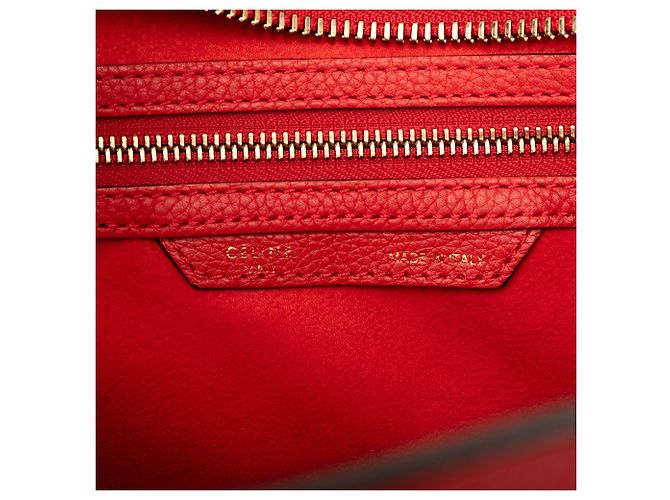 Céline Celine Luggage Tote Micro aus drummed Kalbsleder rot - Ansicht 5