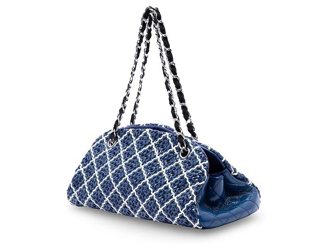Borsa Bowling Chanel Blue Medium Patent Stitch Just Mademoiselle - vista 2