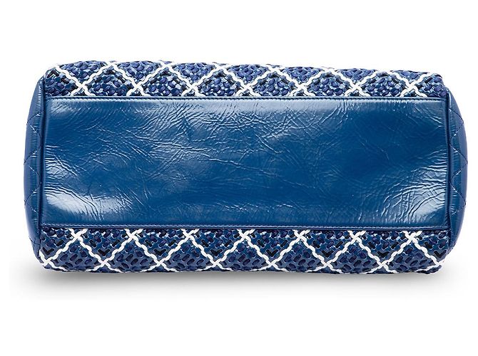 Borsa Bowling Chanel Blue Medium Patent Stitch Just Mademoiselle - vista 3