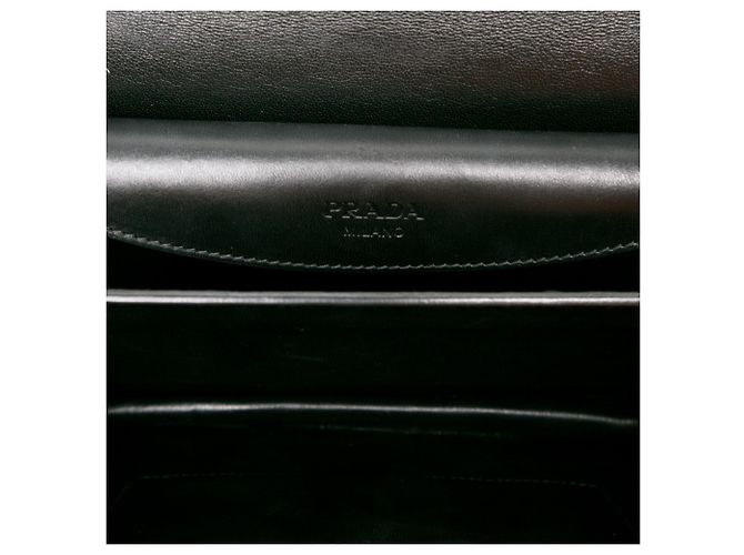 Bolso Satchel Prada Black Vitello Stitched Sound Lock - vista 4