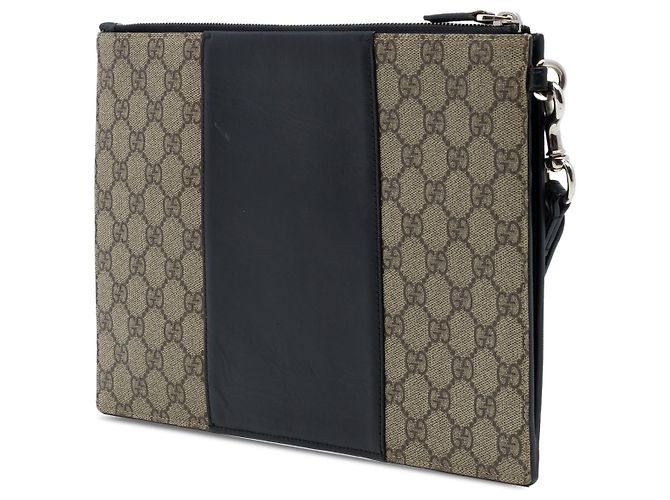 Pochette da polso Gucci Beige GG Supreme con zip - vista 2