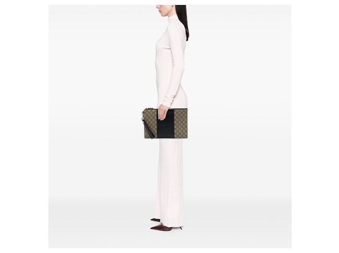 Pochette da polso Gucci Beige GG Supreme con zip - vista 6