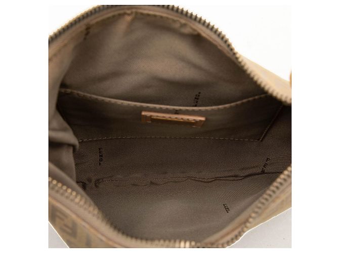Borsa a tracolla Fendi Beige Zucchino Canvas Oyster - vista 4