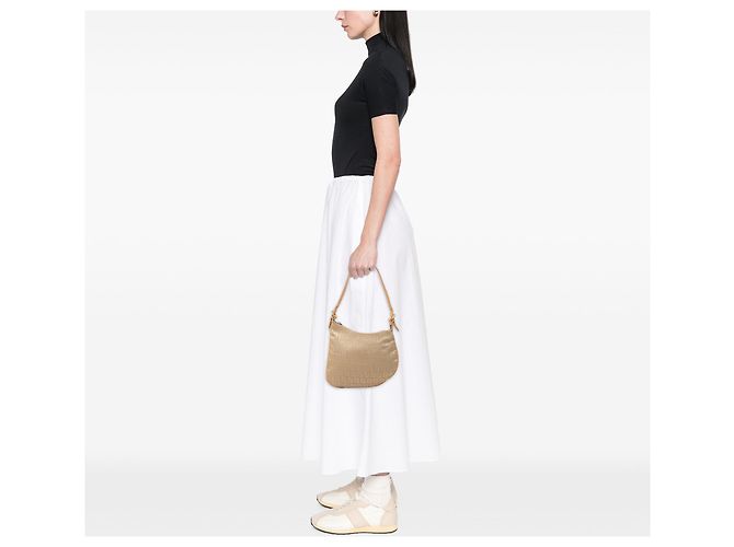 Borsa a tracolla Fendi Beige Zucchino Canvas Oyster - vista 7