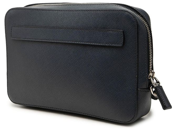 Clutch de muñeca Prada Blue Saffiano - vue 2