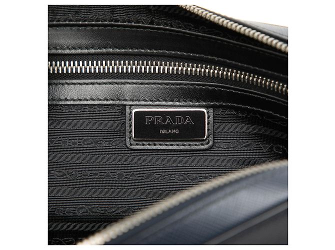 Clutch de muñeca Prada Blue Saffiano - vue 5