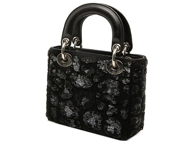 Dior Mini Lady Dior in lana nera e paillettes - vista 2