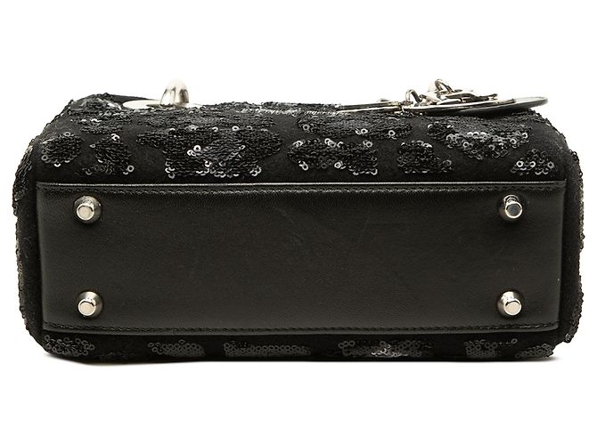 Dior Mini Lady Dior in lana nera e paillettes - vista 3