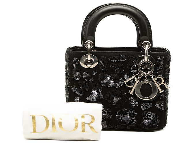 Dior Mini Lady Dior in lana nera e paillettes - vista 7