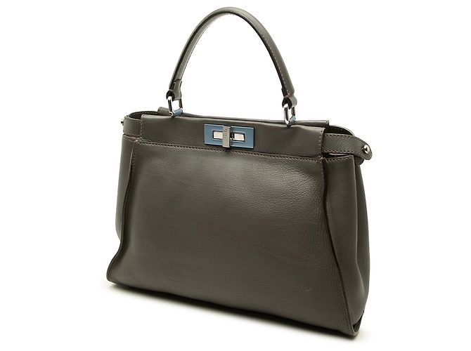 Fendi Peekaboo Iconic Satchel aus Leder in Grau, Größe Medium - Ansicht 2