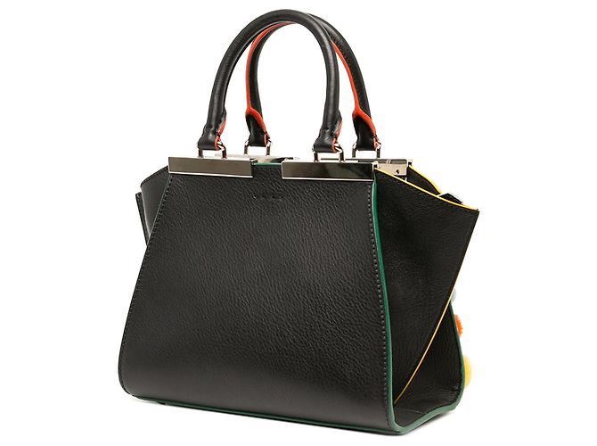 Fendi 3Jours Mini Lederhandtasche in Schwarz mit Pompon - Ansicht 2