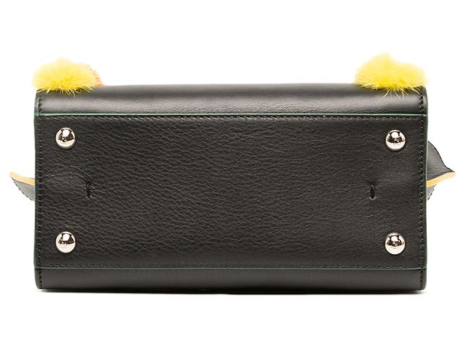 Fendi 3Jours Mini Lederhandtasche in Schwarz mit Pompon - Ansicht 3