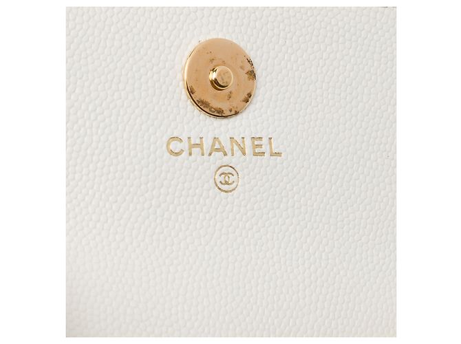 Clutch Chanel White CC Quilted Caviar Frame Flap Clutch with Chain - vista 5