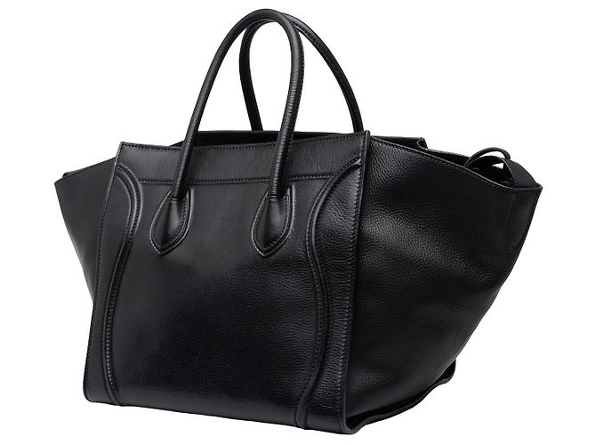 Céline Celine Borsa Tote Phantom Luggage in pelle nera Medium - vista 2