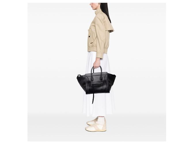 Céline Celine Borsa Tote Phantom Luggage in pelle nera Medium - vista 7