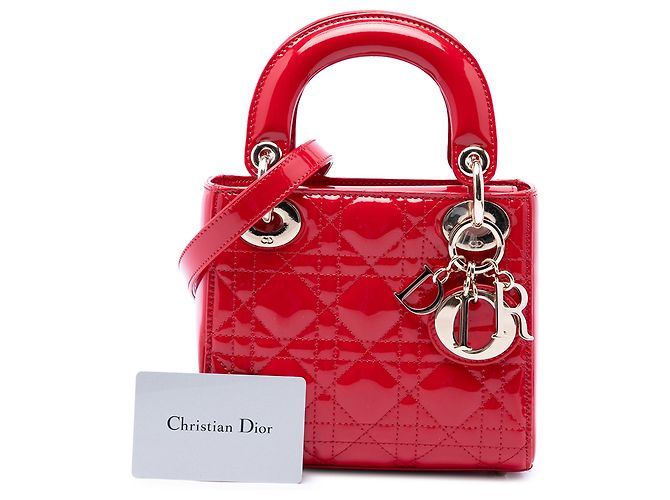 Dior Red Mini Patent Cannage Lady Dior - Ansicht 7