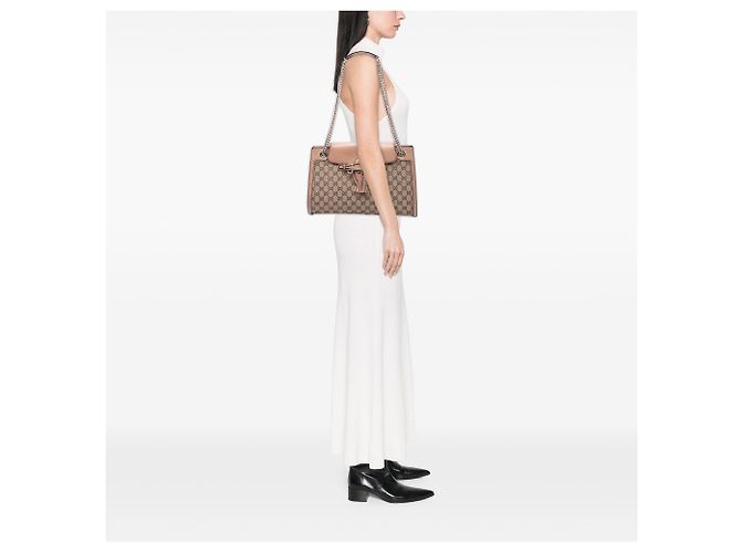 Borsa a tracolla Gucci Emily Large in tela GG beige - vista 6