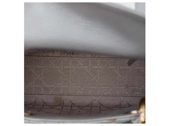 Dior Gray Mini Metallic Lambskin Cannage Lady Dior - vista 4