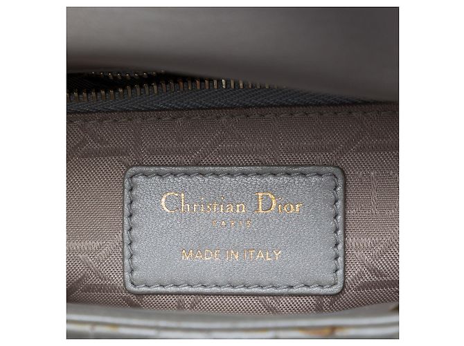 Dior Gray Mini Metallic Lambskin Cannage Lady Dior - vista 5